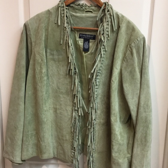 Honeydew Melon Suede Fringe Jacket - Picture 8 of 8